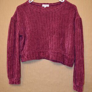 Kensie Girl | Size 12 | Knitted Maroon Sweater with Fitted Cuffs